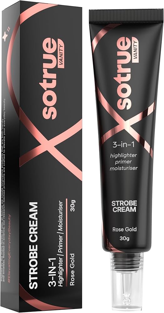 Sotrue Strobe Cream Rose Gold for Face Radiance, Multipurpose Strobe Cream, Dewy Glazed Instant Glow, Highlighter For Face, Boosts Hydration - For All Skin Types